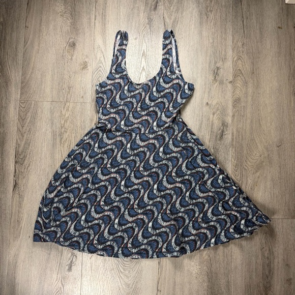 Ecote Tops - Ecote Babydoll Shirt Womans Small Blue Geometric Fit Flare Tank Scoop Summer Y2K